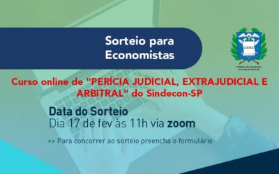 Sorteio para curso online de “PERÍCIA JUDICIAL, EXTRAJUDICIAL E ARBITRAL” do Sindecon-SP