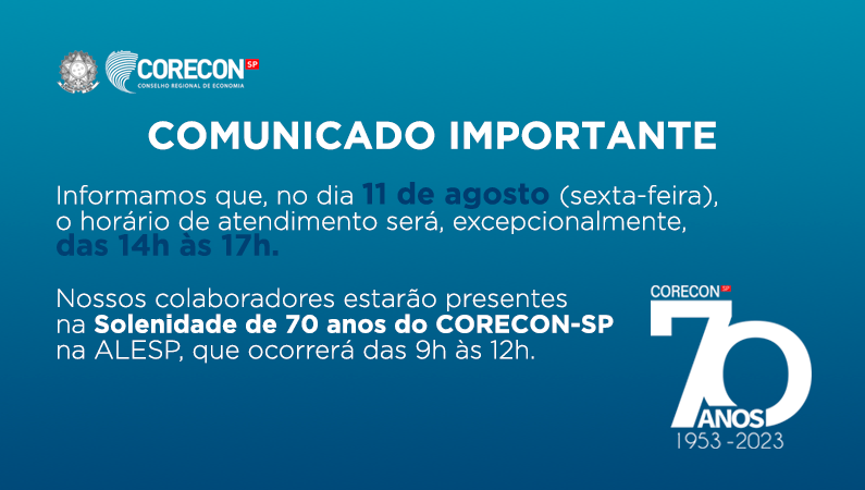 Corecon-SP funcionará no período da tarde nesta sexta-feira (11)
