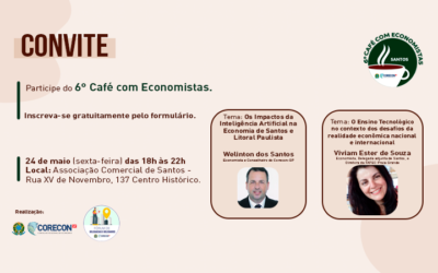 Café com Economistas em Santos debaterá a Inteligência Artificial, seus impactos e o ensino tecnológico no contexto nacional e internacional