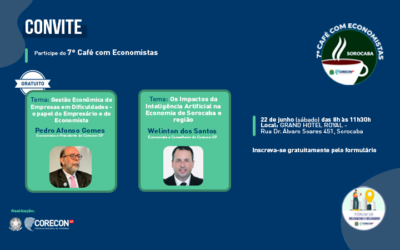 7ª edição do Café com Economistas do Corecon-SP acontecerá na cidade de Sorocaba