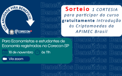 Corecon-SP sorteará para economistas e estudantes uma cortesia para o curso da APIMEC: “Introdução às Criptomoedas”