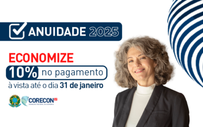 Anuidade 2025: pague até o dia 31 de janeiro e aproveite 10% de desconto no pagamento à vista