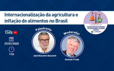 Dia 27 de janeiro: Live sobre “Internacionalização da Agricultura e Inflação de Alimentos no Brasil”