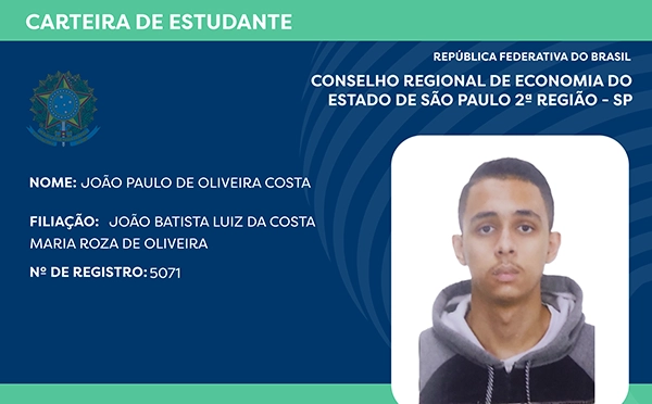 Carteirinha de estudante - JOÃO PAULO DE OLIVEIRA COSTA