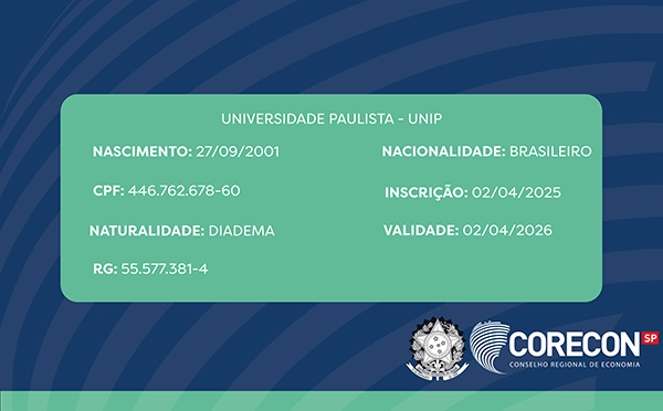 carteira de estudante - JOÃO PAULO DE OLIVEIRA COSTA