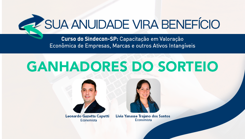 Resultado do Sorteio para o Curso de “Valoração Econômica de Empresas, Marcas e outros Ativos Intangíveis” do Sindecon-SP