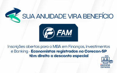 Sua Anuidade Vira Benefício: desconto de 12% para economistas no MBA em Finanças, Investimentos e Banking!