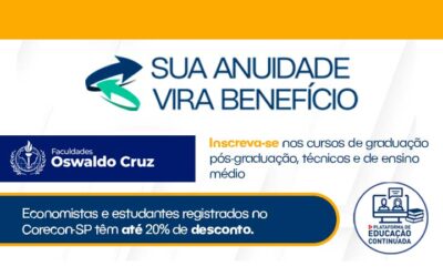 Economistas e estudantes registrados têm até 20% de desconto em parceria com as Faculdades Oswaldo Cruz
