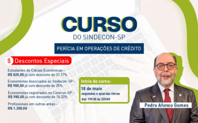 Corecon-SP em parceria com Sindecon-SP promove curso de Perícia em Operações de Crédito