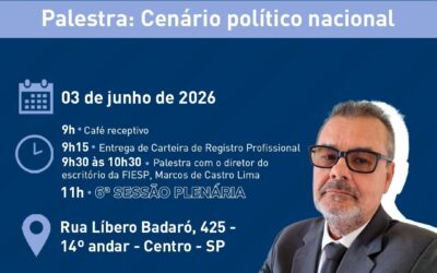 Evento aberto no dia 3 de junho: Cenário Político Nacional em debate no Corecon-SP em Movimento