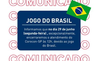 Comunicado sobre o funcionamento do Corecon-SP no dia 29 de junho